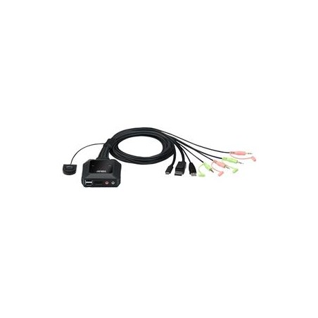 ATEN 2-port 4K USB-C/Displayport Hybrid KVMP, audio, 1.2m kabely CS52DPAT