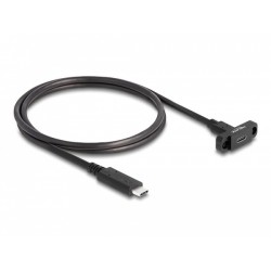 Delock Kabel SuperSpeed USB 10 Gbps (USB 3.2 Gen 2) ze zástrčky USB Type-C na zásuvku, 1 m panelová montáž, černý