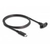 Delock Kabel SuperSpeed USB 10 Gbps (USB 3.2 Gen 2) ze zástrčky USB Type-C na zásuvku, 1 m panelová montáž, černý