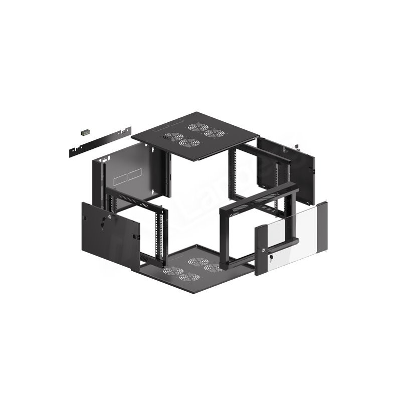 Lanberg Rack Cabinet 19" Wall-Mounted 6U 570X600 Fast Assembly (Flat Pack) Black