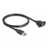 Delock Kabel SuperSpeed USB 5 Gbps (USB 3.2 Gen 1) ze zástrčky USB Typu-A na zásuvku, 1 m, panelová montáž, černý