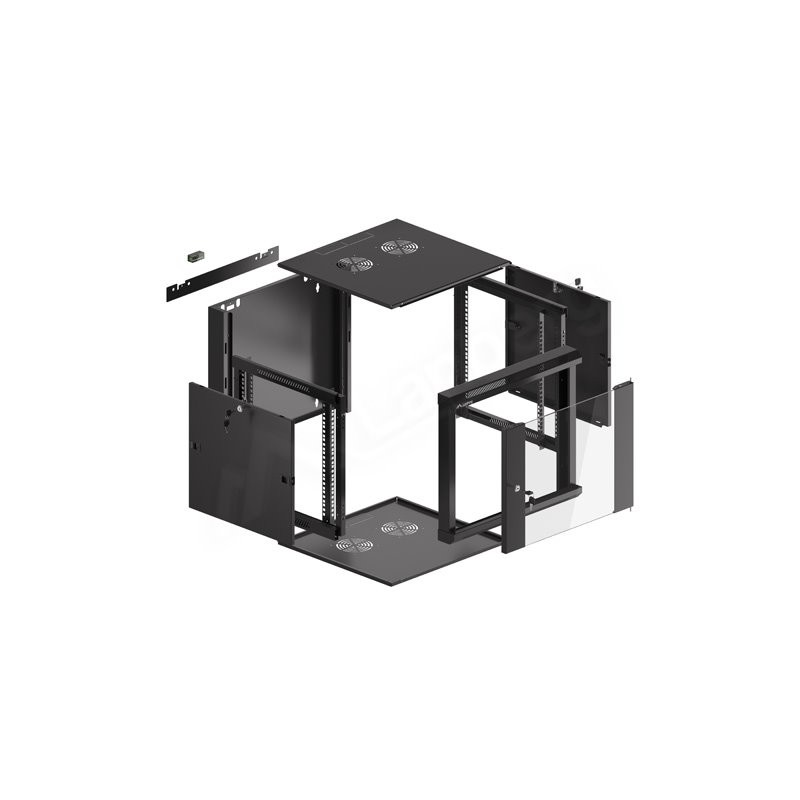 Lanberg Rack Cabinet 19" Wall-Mounted 9U 570X600 Fast Assembly (Flat Pack) Black