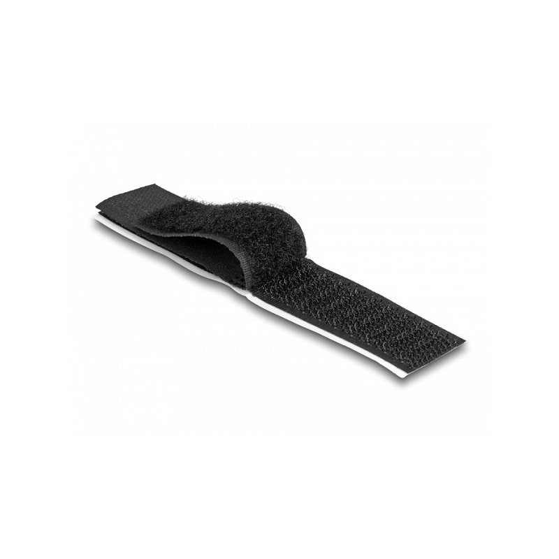 Delock Držák kabelů na suchý zip, samolepící, D 110 mm x Š 20 mm, sada 10 ks, černý