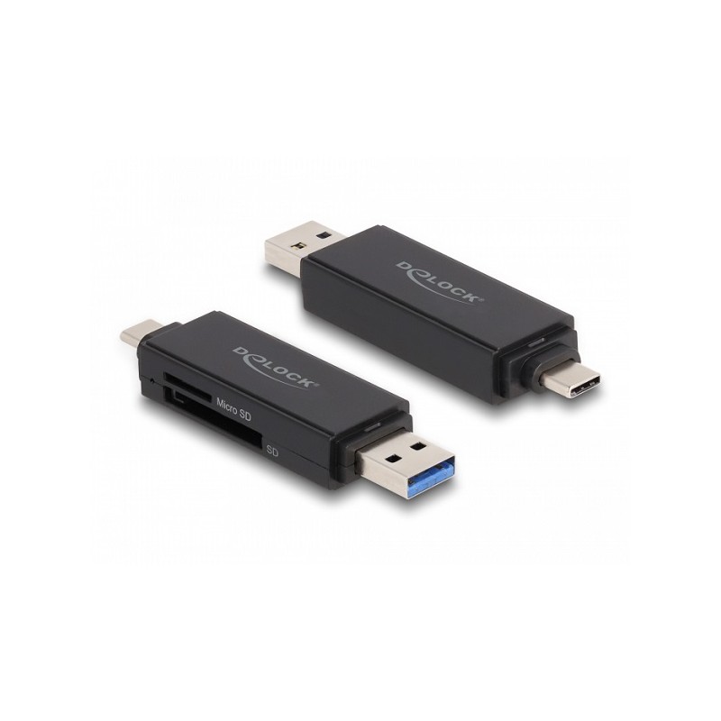 Delock SuperSpeed USB 5 Gbps čtečka karet USB Type-C / Typu-A pro paměťové karty SD a Micro SD