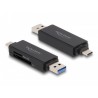 Delock SuperSpeed USB 5 Gbps čtečka karet USB Type-C / Typu-A pro paměťové karty SD a Micro SD