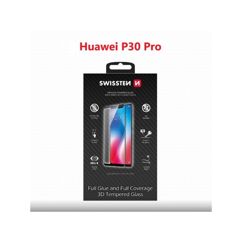 Swissten ochranné Sklo Ultra Durable 3D Huawei P30 pro černé