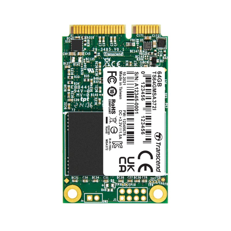 TRANSCEND MSA372I 64GB Industrial SSD disk mSATA, SATA III (MLC), 550MB/s R, 450MB/s W