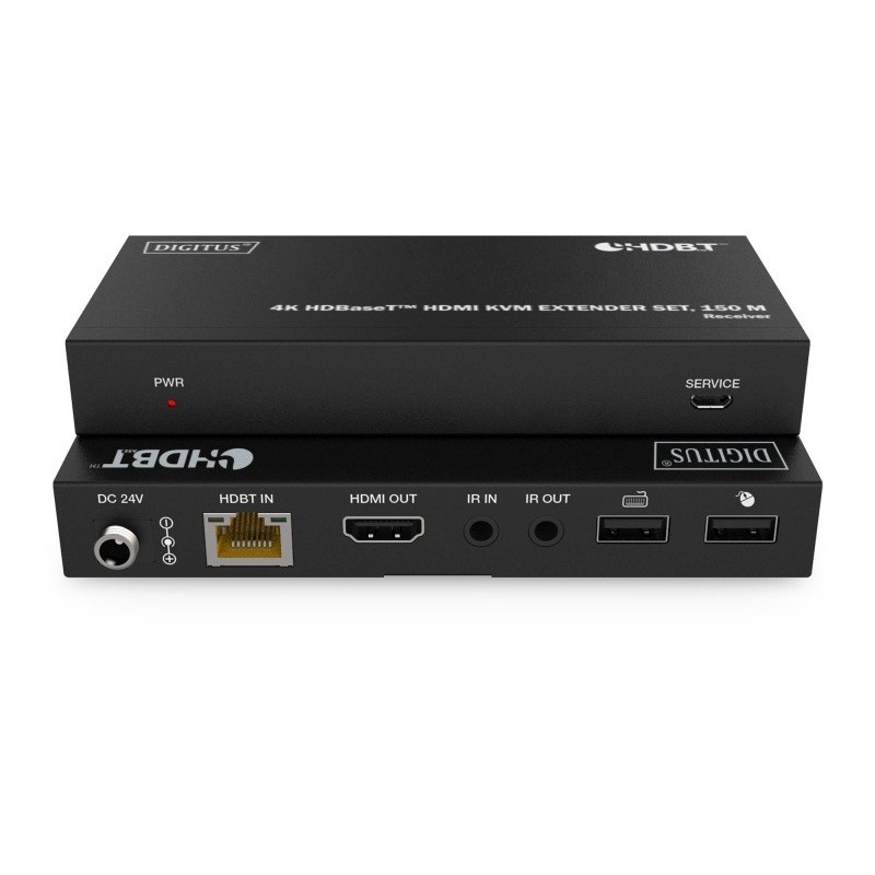 DIGITUS DS-55522 HDBaseT KVM Extender Set, 150 m 4K/60Hz, USB 1.1, PoC, IR, černý