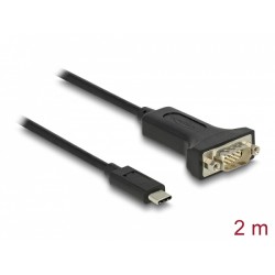 Delock Adaptér z rozhraní USB Type-C na 1 x 9 pinový zástrčkový konektor sériového rozhraní RS-232 D-Sub s maticemi 2 m