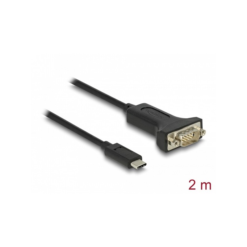 Delock Adaptér z rozhraní USB Type-C na 1 x 9 pinový zástrčkový konektor sériového rozhraní RS-232 D-Sub s maticemi 2 m
