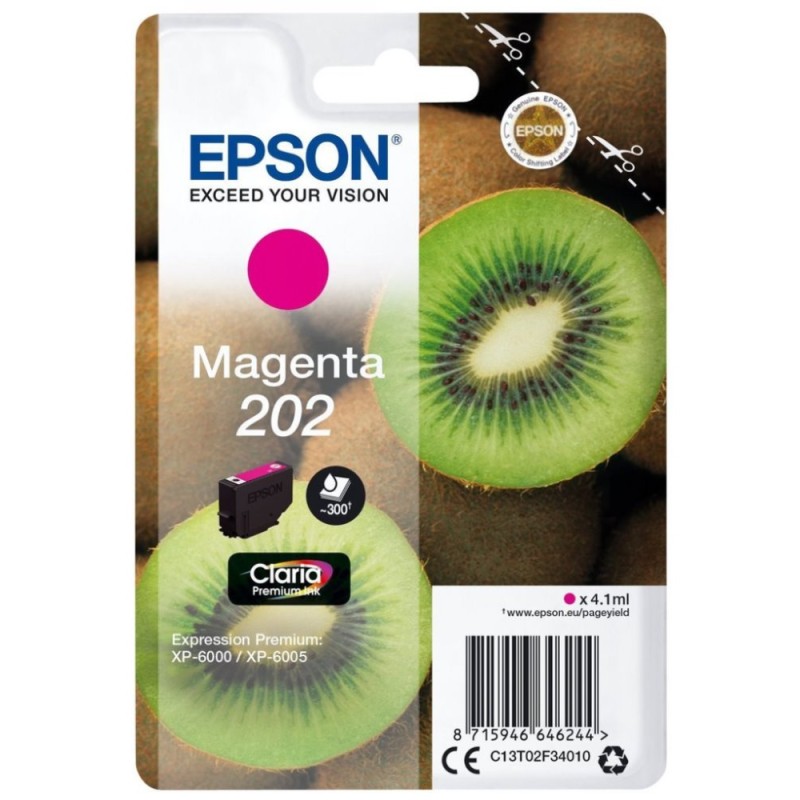 EPSON ink bar Singlepack "Kiwi" Magenta 202 Claria Premium Ink 4,1 ml, BAR 300 stran