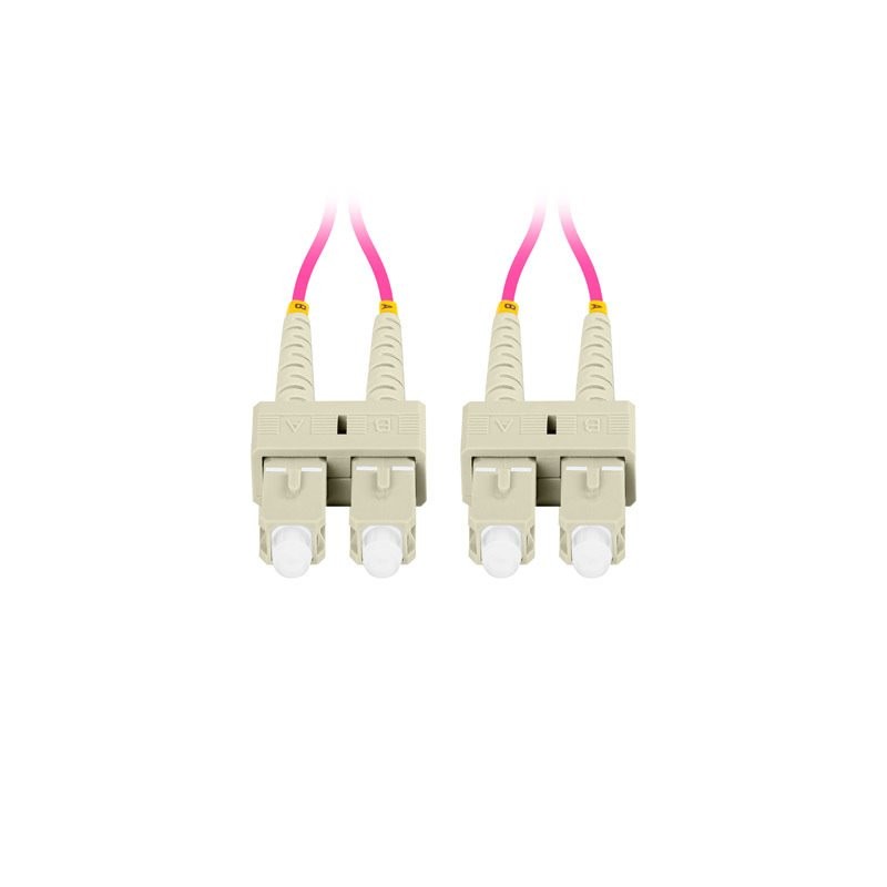 LANBERG optický patch cord MM SC/UPC-SC/UPC duplex 5m LSZH OM4 50/125 průměr 3mm, barva magenta