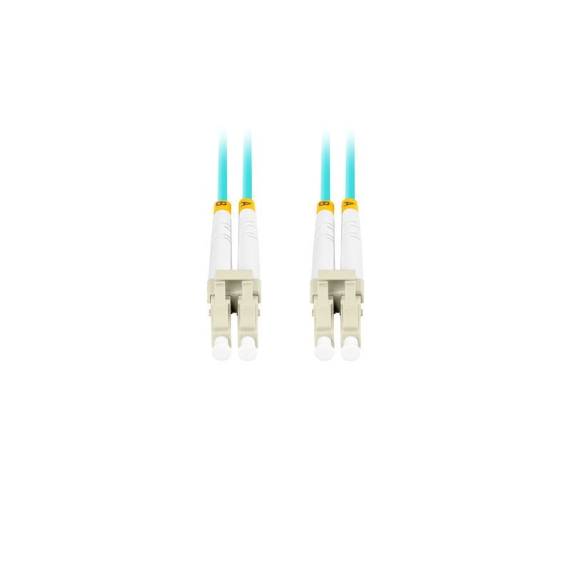 LANBERG optický patch cord MM LC/UPC-LC/UPC duplex 1m LSZH OM3 50/125 průměr 3mm, barva cyan