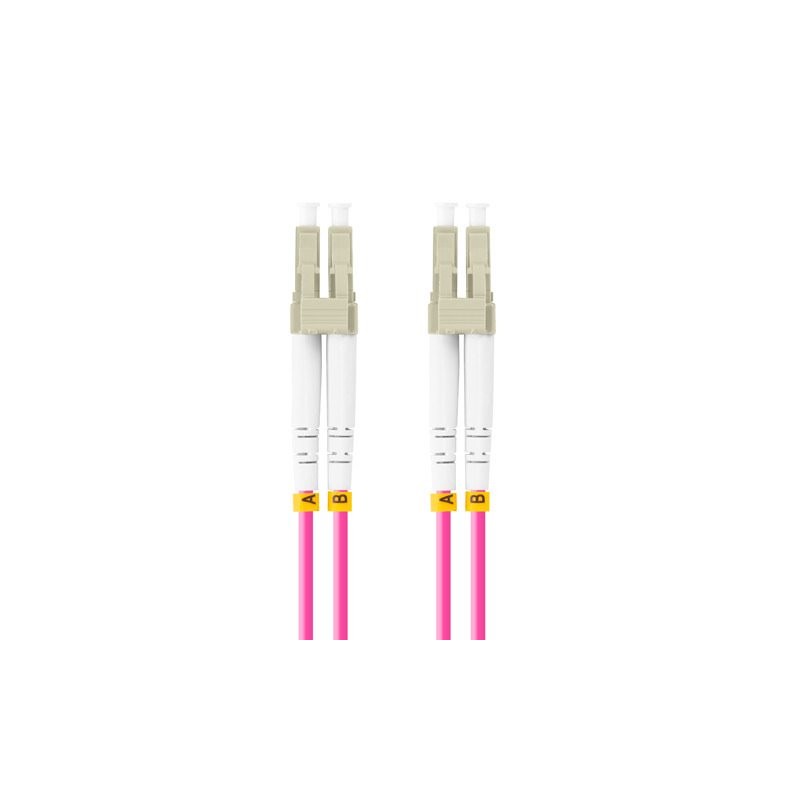 LANBERG optický patch cord MM LC/UPC-LC/UPC duplex 2m LSZH OM4 50/125 průměr 3mm, barva magenta