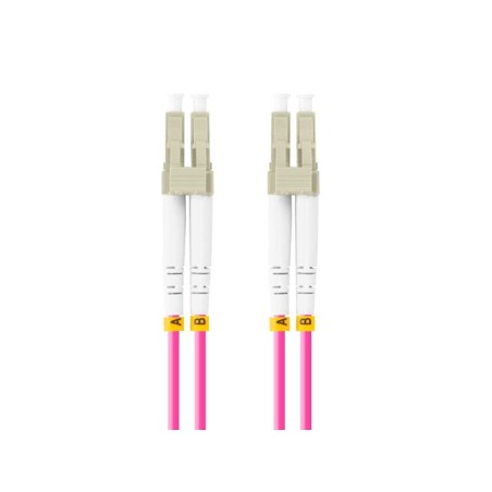 LANBERG optický patch cord MM LC/UPC-LC/UPC duplex 2m LSZH OM4 50/125 průměr 3mm, barva magenta
