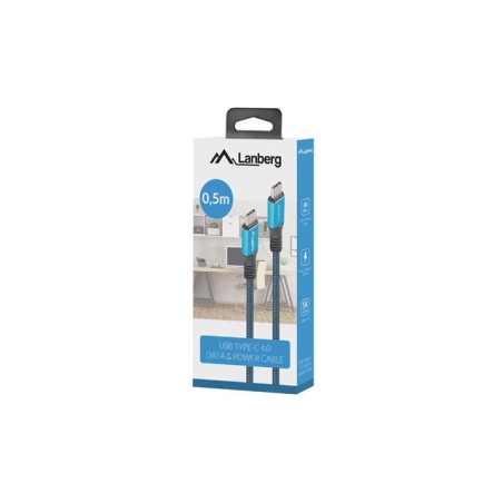 Lanberg USB-C M/M 4.0 kabel 0,5m 100W 8K 30Hz modro-černá