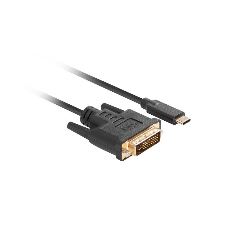 Lanberg USB-C(M)- DVI-D(24+1)(M) kabel 0,5m černá