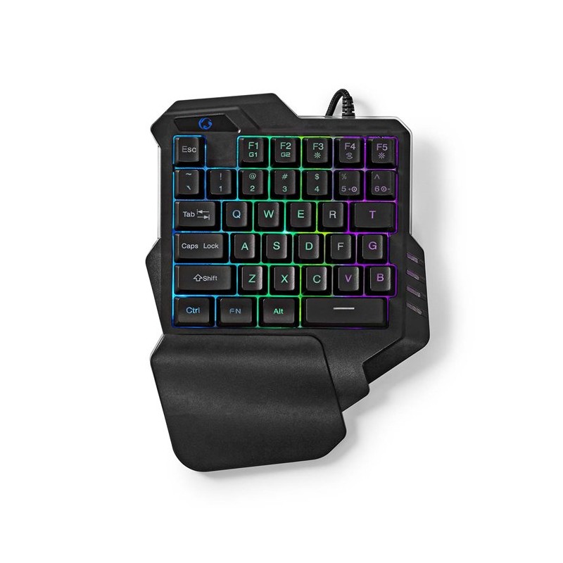 Nedis GKBDS110BK - Kabelová Herní Klávesnice | USB-A | Membránové Keys | RGB | Jednoruční| Délka kabelu: 1.6 m