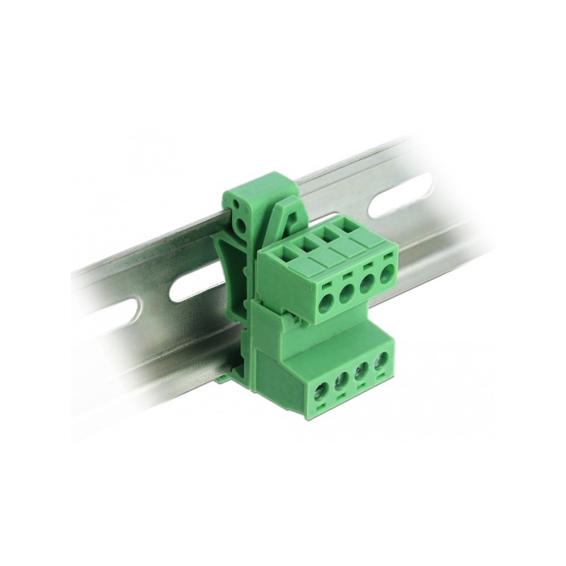 Delock Svorkovnicová sada pro lištu DIN Rail se 4 piny s rozestupem 5,08 mm, pravoúhlá