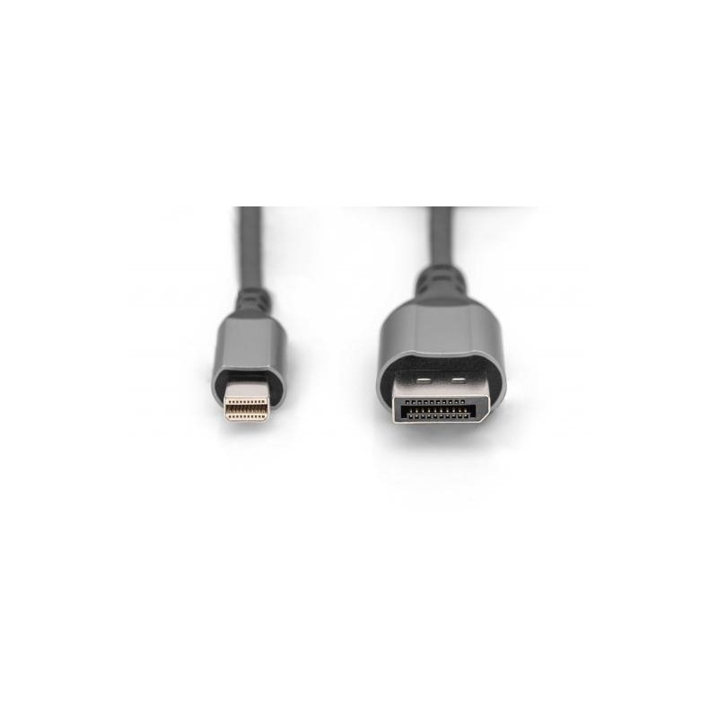 Digitus 8K@60Hz, mini DP to DP DP 1.4 Alu housing Black 2m