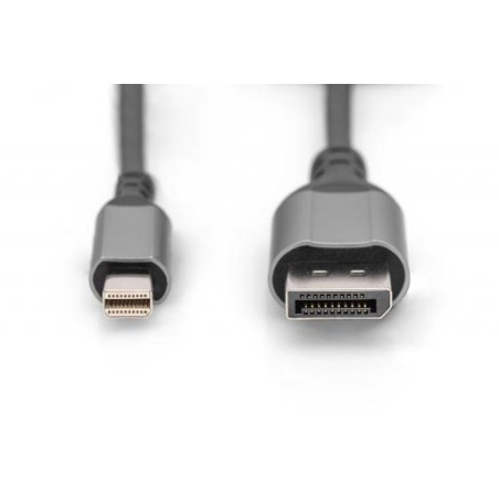 Digitus 8K@60Hz, mini DP to DP DP 1.4 Alu housing Black 2m