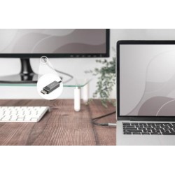 DIGITUS 8K@30Hz. USB typu C na DP kabelový adaptér HBR3 hliníkový kryt Černá 1m