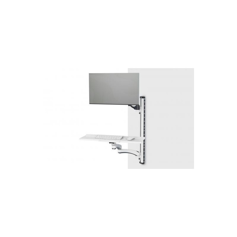 DIGITUS Pracovní stanice (monitor, klávesnice, myš) Nástěnný držák 32", 8 kg, VESA 75x75/100x100, bílá/černá