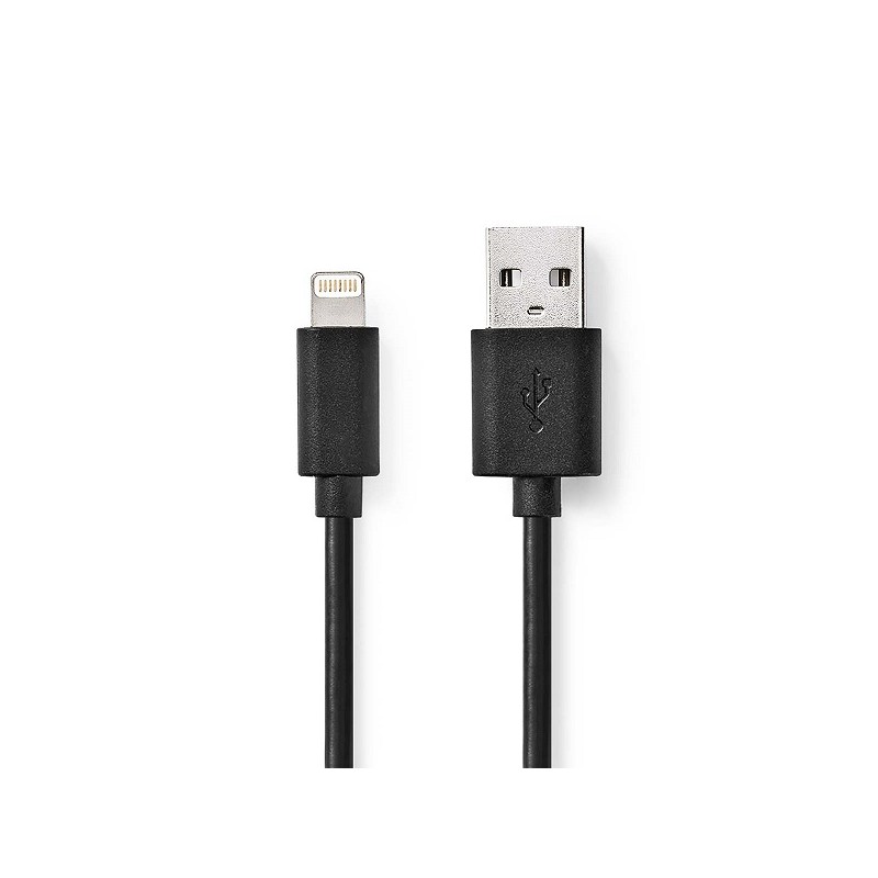 Nedis CCGL39300BK20 - Lightning Kabel| Apple Lightning 8pinový | USB-A Zástrčka | 2 m | Pocínovaná měď / Černá