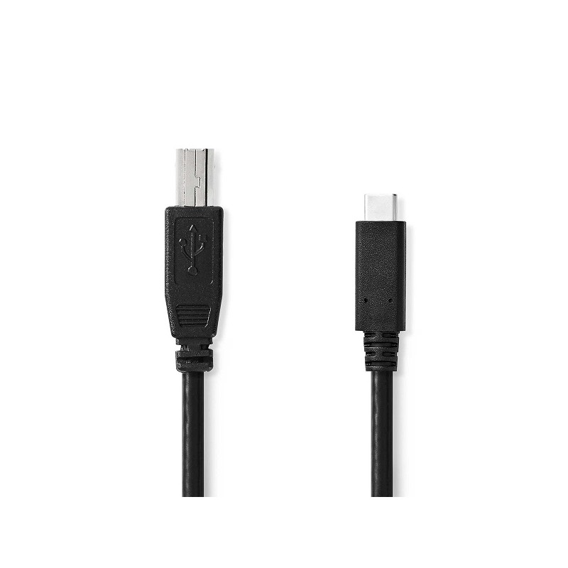 Nedis CCGL60650BK10 - USB 2.0 kabel | USB-C Zástrčka – USB-B Zástrčka | 1 m | Černá