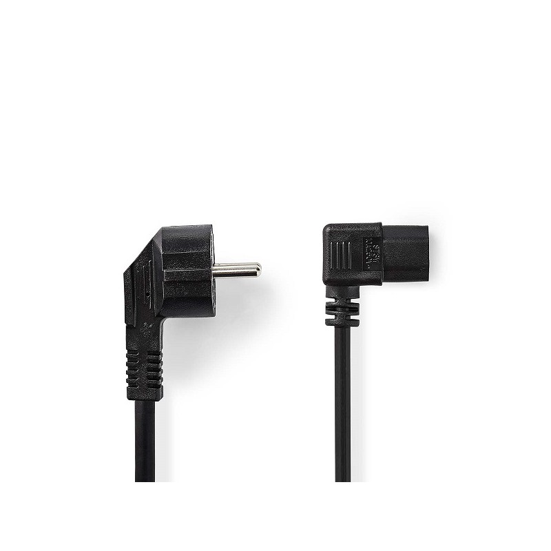 Nedis CEGL10020BK50 - Napájecí Kabel | Typ F Zástrčka | IEC-320-C13 | Úhlový | Úhlový | 5 m | Černá