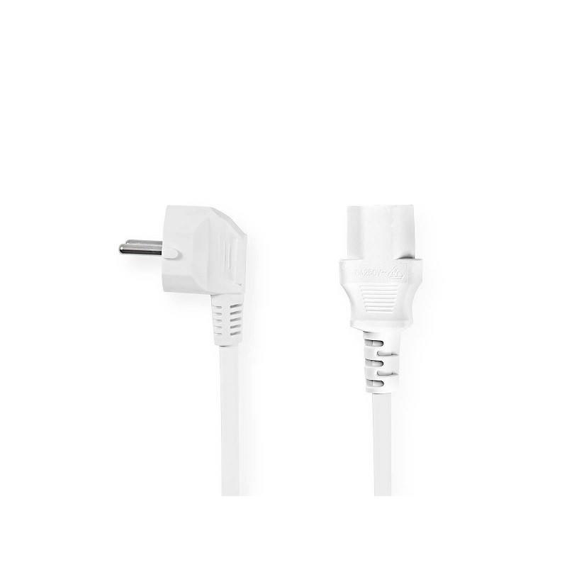 Nedis CEGL10000WT50 - Napájecí Kabel | Typ F Zástrčka | IEC-320-C13 | Úhlový | Přímý | 5 m | Bílá