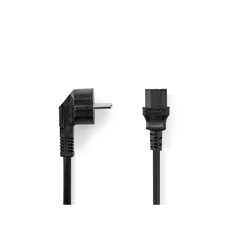 Nedis CEGL10000BK50 - Napájecí Kabel | Typ F Zástrčka | IEC-320-C13 | Úhlový | Přímý | 5 m | Černá