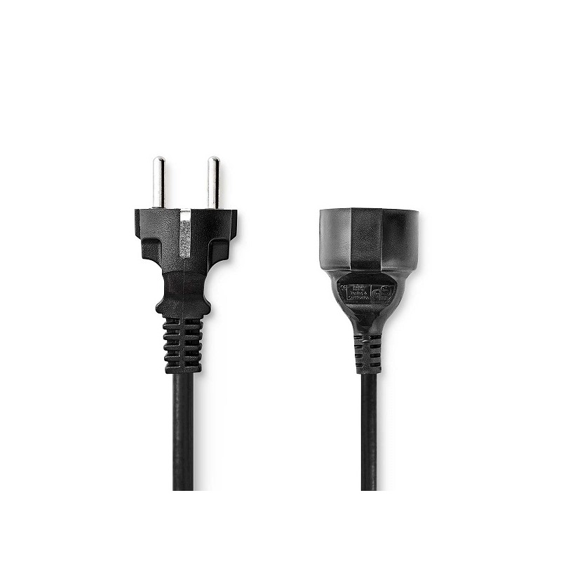 Nedis CEGL10200BK20 - Napájecí kabel | Typ F Zástrčka – Typ F Zásuvka | Přímý | Přímý | 2 m | Černá