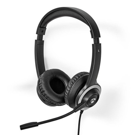 Nedis CHSTU310BK - PC sluchátka| Na Uši | Stereo | USB Typ-C / USB-A | Sklopnou Mikrofon | Černá