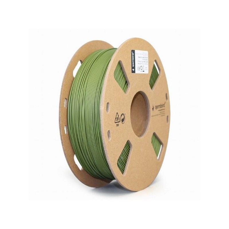 Gembird Tisková struna (filament), PLA MATTE, 1,75mm, 1kg, zelená