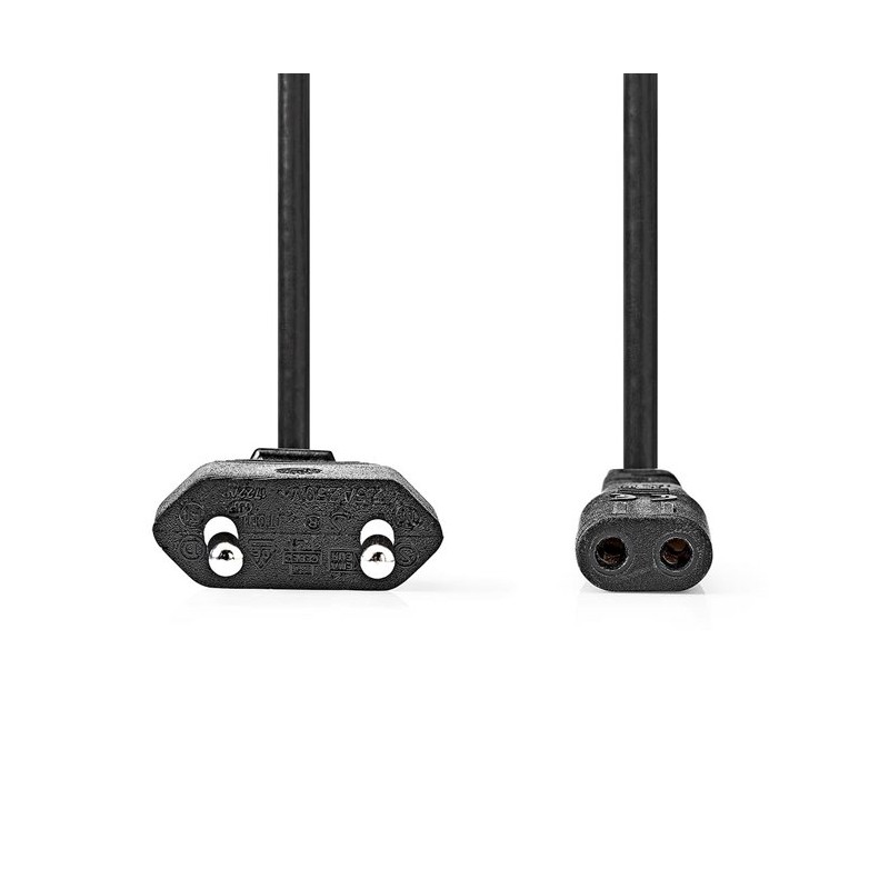 Nedis IEC-320-C1 | Přímý | Přímý | Poniklované | 2.00 m | Plochý | PVC | Černá | Box