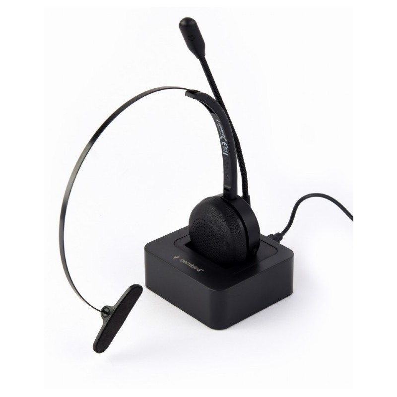 Gembird Sluchátka BTHS-M-01, vhodné pro call centra, mikrofon, Bluetooth, černá