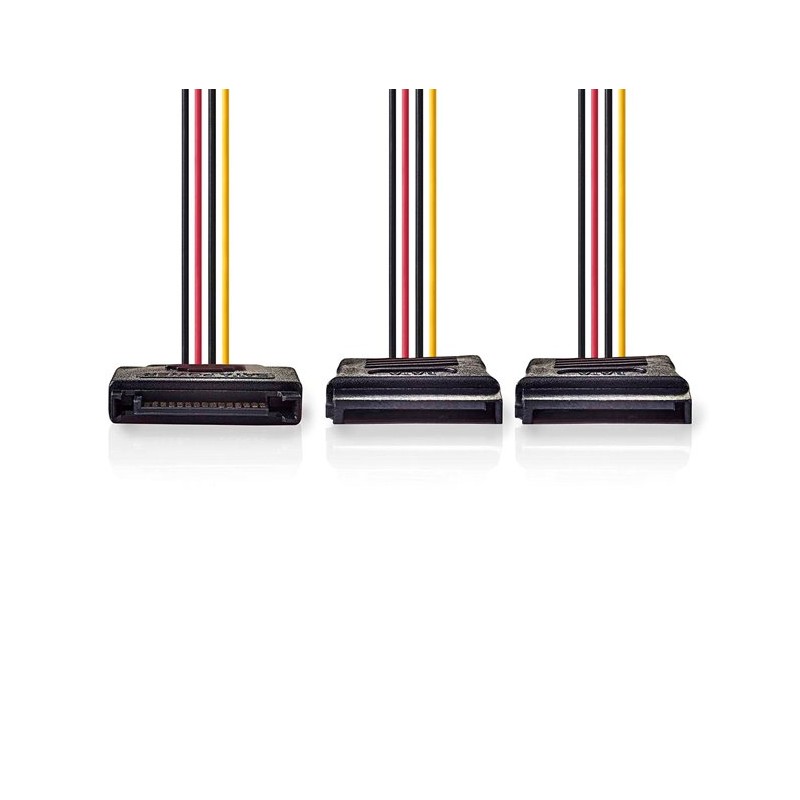 Nedis CCGB73190VA015 - Interní napájecí kabel | SATA 15-pin Zástrčka - 2x SATA 15-pin Zásuvka | 0,15 m | Vícebarevné