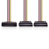 Nedis CCGB73190VA015 - Interní napájecí kabel | SATA 15-pin Zástrčka - 2x SATA 15-pin Zásuvka | 0,15 m | Vícebarevné
