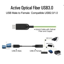 PremiumCord USB3.0 + 2.0 prodlužovací optický AOC kabel A/Male - A/Female 30m