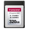 Transcend 320GB CFexpress 860 NVMe PCIe Gen3 x2 (Type B) paměťová karta, 1750MB/s R, 1500MB/s W