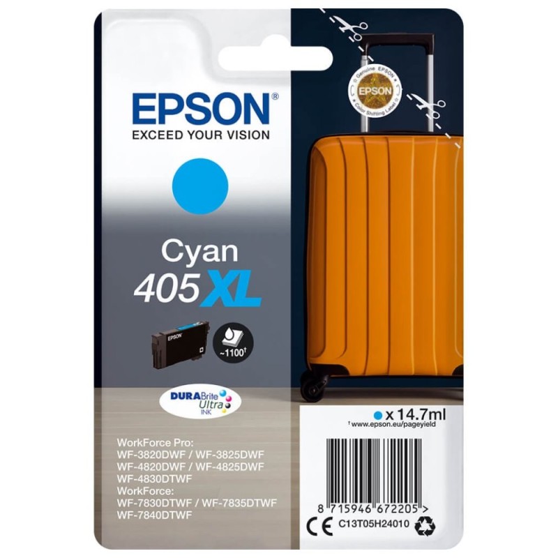 EPSON ink Singlepack Cyan 405XL Durabrite Ultra, BAR 1100 stran