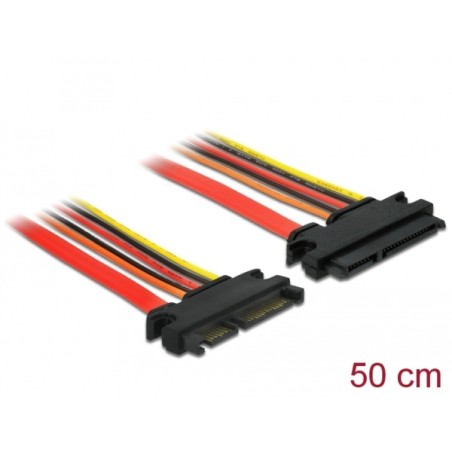 Delock Prodlužovací kabel SATA 6 Gb/s 22 pin samec SATA 22 pin samice (3,3 V + 5 V + 12 V) 50 cm