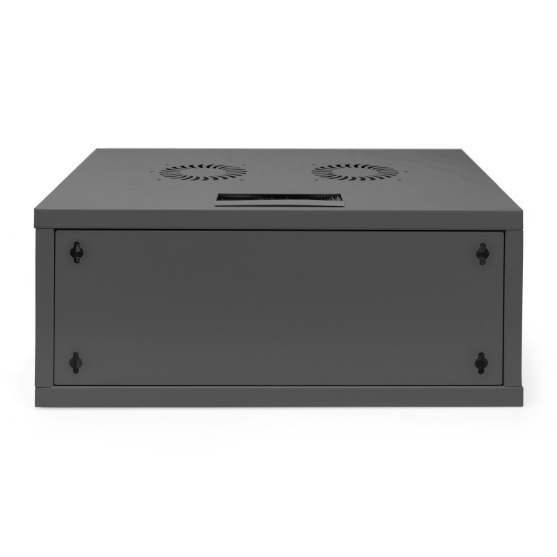 DIGITUS DN-38011 Nástěnná skříň 4U, SOHO, nemontovaná 241x540x400 mm, celoskleněné přední dveře, černá (RAL 9005)