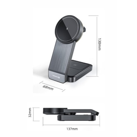 SWISSTEN SKLÁDACÍ BEZDRÁTOVÁ NABÍJEČKA MagFold 3v1 25W ČERNÁ (kompatibilní s MagSafe)