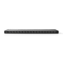 Nedis VSPL34716AT - HDMI Rozbočovač | 2× 8 Portů port(s) | Vstup HDMI | USB-A Zásuvka / 16x HDMI výstup | Kov | černý