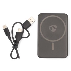 Nedis UPBKW15W5000BK - Powerbanka | 5000 mAh | Bezdrátové nabíjení / Výstup1x USB-C | Vstup1x USB-C | PD3.0 20W