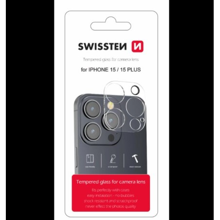 Swissten ochranné Sklo na čočky fotoaparátu pro Apple iPhone 15 / 15 Plus