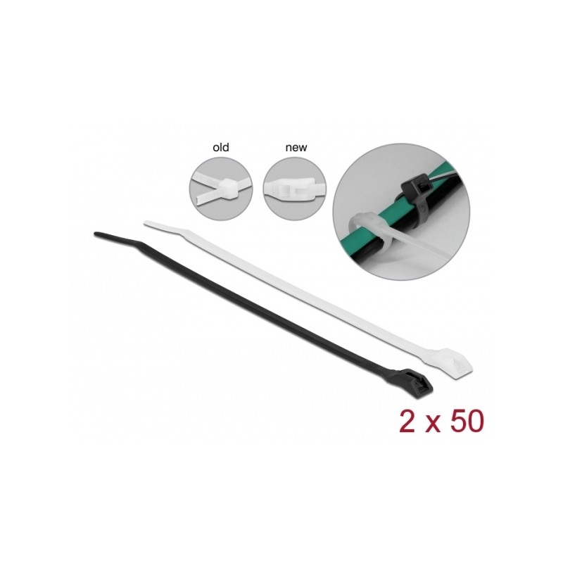 Delock Kabelový úvazek s plochou hlavou, D 280 x Š 3,6 mm, 100 ks
