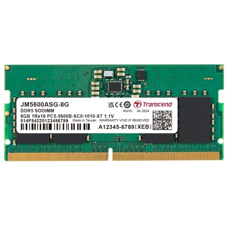 Transcend paměť 8GB JMDDR5 5600 SO-DIMM 1Rx16 1Gx16 CL46 1.1V